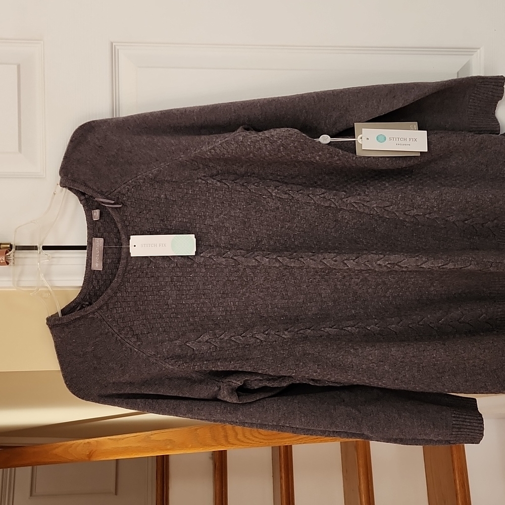 Dark Gray Milanya Cable pullover sweater